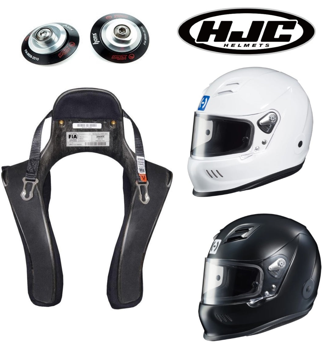 COMBO DEAL HJC HELMET, HANS AND POSTS