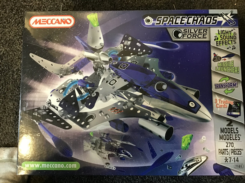 MECCANO SPACE CHAOS  LIGHTS SOUNDS AND MISSILE LAUNCHERS