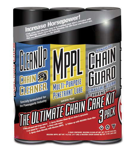Maxima Chain Care Combo Kit featuring Syn Chain Guard - Increase Horse Power