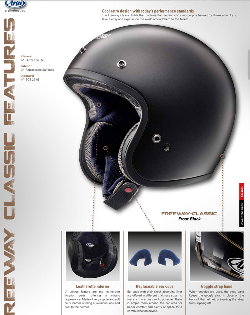 ARAI FREEWAY CLASSIC - MATT BLACK OPEN FACE HELMET